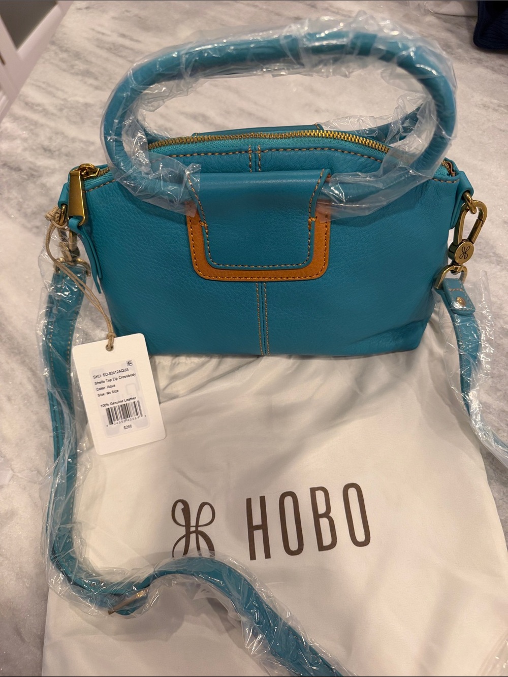 HOBO Sheila Top Zip Crossbody - Aqua Leather